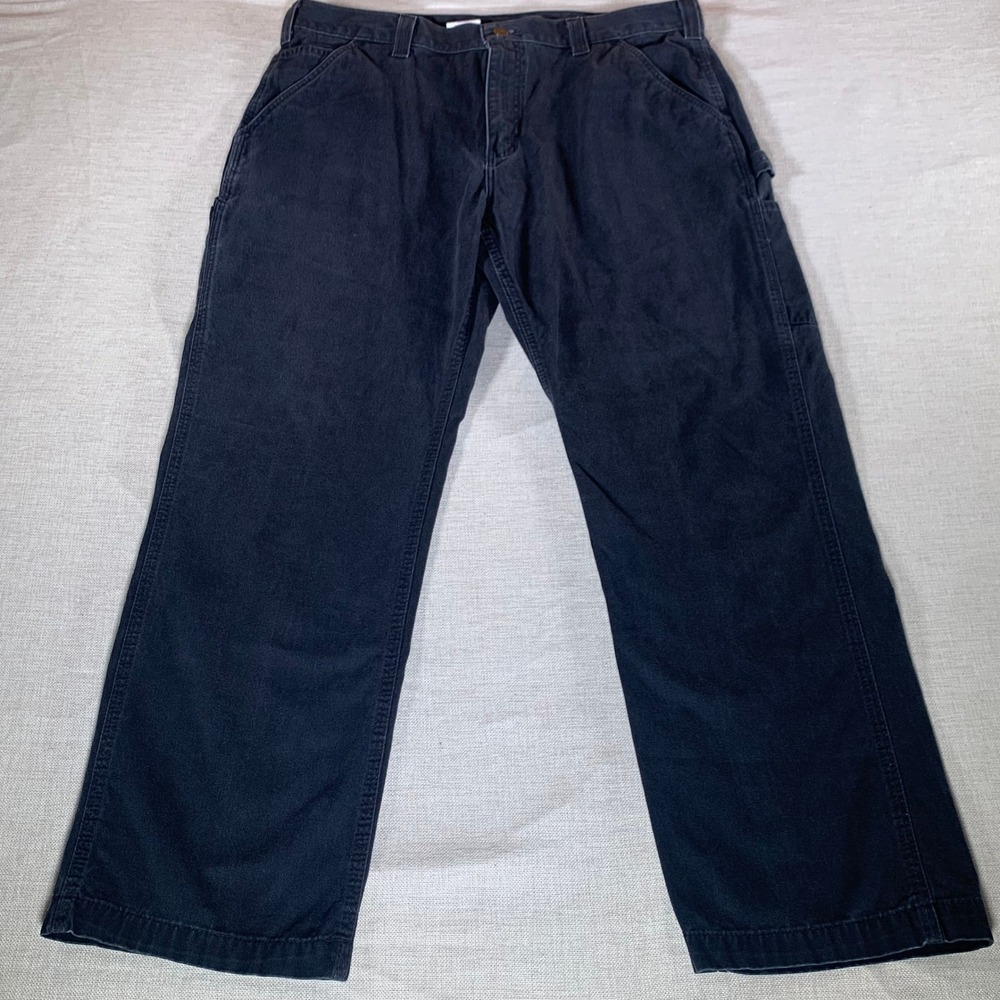 Carhartt B324 BLK Relaxed Fit Work Pants Men 36x29 Black Canvas Durable Workwear - Picture 2 of 12